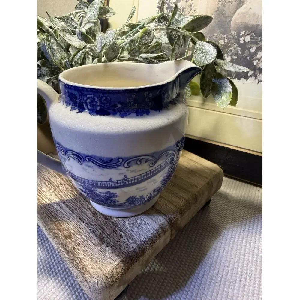 Vintage Olde English Staffordshire Rock City Garden Blue Transferware 4” H